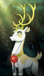 Size: 1056x1800 | Tagged: safe, artist:inuhoshi-to-darkpen, idw, king aspen, deer, g4, male, solo, stag