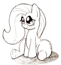 Size: 1388x1495 | Tagged: safe, artist:parumpi, fluttershy, pegasus, pony, g4, cute, female, huge butt, large butt, mare, monochrome, sitting, solo, wide hips
