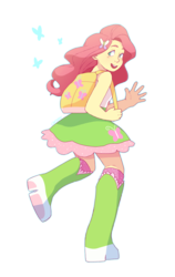 Size: 2472x3916 | Tagged: safe, artist:chiptoony, fluttershy, butterfly, equestria girls, g4, backpack, cute, female, high res, no pupils, open mouth, shyabetes, simple background, solo, transparent background