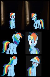 Size: 1912x2970 | Tagged: safe, artist:kayman13, rainbow dash, pony, comic:broken door, g4, butt, comic, curly hair, dark, emo, featureless crotch, hallway, irl, mirror, photo, plot, ponies in real life, rainbutt dash