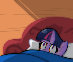 Size: 1000x850 | Tagged: safe, artist:provolonepone, twilight sparkle, pony, unicorn, g4, angry, bed, female, golden oaks library, male, mare, simpsons did it, solo, the simpsons, unicorn twilight