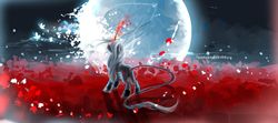 Size: 1024x456 | Tagged: safe, artist:aquagalaxy, oc, oc:crimson dancer, pony, unicorn, moon