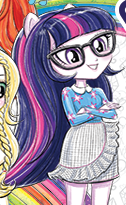 Size: 126x205 | Tagged: safe, artist:ritalux, applejack, sci-twi, sunset shimmer, twilight sparkle, equestria girls, g4, my little pony equestria girls: better together, clothes, cropped, cute, female, glasses, miniskirt, moe, picture for breezies, ponied up, pony ears, skirt, smiling