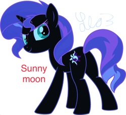 Size: 1920x1754 | Tagged: safe, artist:givralix, edit, vector edit, nightmare moon, sunset shimmer, pony, unicorn, ponyar fusion, g4, butt, female, fusion, mare, palette swap, plot, recolor, simple background, solo, suggestive description, sunset moon, vector, white background