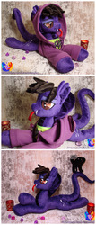 Size: 1100x2560 | Tagged: safe, artist:1stastrastudio, hybrid, original species, pony, snake pony, clothes, cobra starship, commission, fangs, gabe saporta, hoodie, irl, lidded eyes, male, photo, plushie, ponified, prone, shirt, solo, stallion, tongue out, undershirt