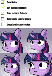 Size: 1120x1624 | Tagged: safe, artist:tjpones edits, edit, editor:fluttershyisnot adoormat, twilight sparkle, alicorn, pony, g4, calculating, calculus, checklist, confused, does not compute, existential crisis, female, logic bomb, mare, math, math lady meme, meme, ocd, paradox, quadratic formula, solo, text, trigonometry, twilight sparkle (alicorn)