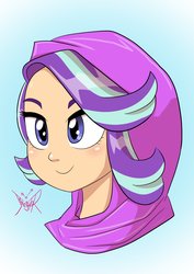 Size: 1448x2048 | Tagged: safe, artist:jeglegator, starlight glimmer, human, equestria girls, g4, clothes, cute, female, headscarf, hijab, human coloration, humanized, scarf, solo