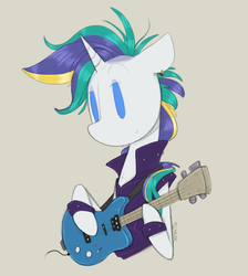 Size: 850x950 | Tagged: safe, artist:sinrar, rarity, pony, unicorn, g4, it isn't the mane thing about you, alternate hairstyle, female, guitar, musical instrument, punk, raripunk, simple background, solo