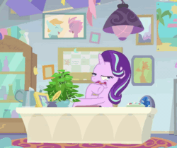 Size: 876x734 | Tagged: safe, screencap, phyllis, starlight glimmer, pony, unicorn, a horse shoe-in, g4, season 9, animated, blinking, cropped, faic, female, gif, majestic as fuck, silly, silly face, silly pony, solo, wavy mouth