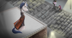 Size: 1232x649 | Tagged: safe, artist:mr100dragon100, bat pony, pony, vampire, vampony, female, granddaughter, grandfather, grandmother, looking from a distance, male, nosferatu, straight