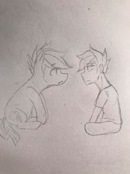 Size: 720x960 | Tagged: safe, rainbow dash, oc, human, g4, looking at each other, traditional art