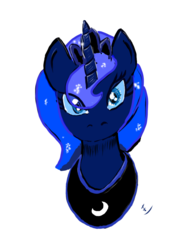 Size: 722x1032 | Tagged: safe, artist:ciaran, princess luna, alicorn, pony, g4, bust, female, jewelry, looking at you, mare, portrait, regalia, simple background, solo, white background