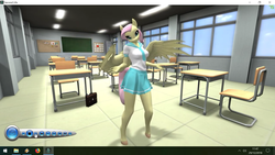 Size: 1280x720 | Tagged: safe, artist:bangayo, fluttershy, pegasus, anthro, g4, classroom, clothes, outfit, schoolgirl, second life