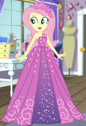 Size: 421x613 | Tagged: safe, screencap, fluttershy, costume conundrum, equestria girls, equestria girls series, g4, spoiler:choose your own ending (season 2), spoiler:eqg series (season 2), beautiful, clothes, costume conundrum: rarity, cropped, cute, dress, female, happy, jewelry, princess fluttershy, rarity's bedroom, shyabetes, sleeveless, smiling, solo, tiara