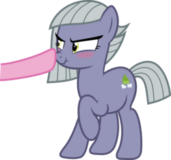 Size: 1373x1287 | Tagged: safe, artist:anime-equestria, derpibooru exclusive, edit, limestone pie, pinkie pie, pony, g4, angry, blushing, boop, cute, female, limabetes, limetsun pie, offscreen character, scrunchy face, simple background, solo, transparent background, tsundere, vector