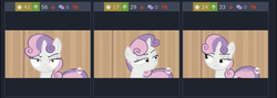 Size: 1334x476 | Tagged: safe, screencap, sweetie belle, pony, unicorn, derpibooru, for whom the sweetie belle toils, g4, all new, angry, female, filly, hub logo, meta, solo, sweetie belle is not amused, text, unamused