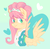Size: 1744x1725 | Tagged: safe, artist:waackery, fluttershy, pegasus, pony, g4, green isn't your color, alternate hairstyle, bust, clothes, cute, female, looking sideways, mare, modelshy, portrait, smiling, solo, spread wings, three quarter view, wings