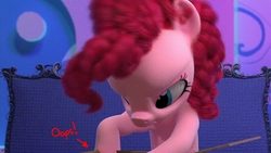 Size: 800x450 | Tagged: safe, screencap, pinkie pie, pony, g4, hello pinkie pie, 3d, animation error, box, clipping, oops