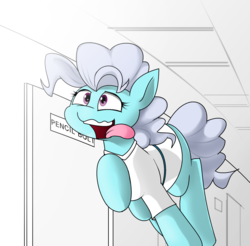 Size: 2064x2028 | Tagged: safe, artist:pencil bolt, screw loose, pony, g4, crazy face, faic, female, high res, hospital, light, run, running, solo
