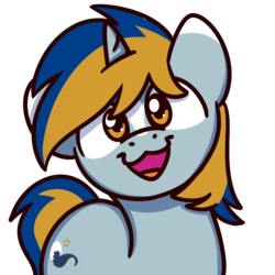 Size: 1000x1000 | Tagged: safe, artist:sugar morning, oc, oc only, oc:ocean wave, pony, unicorn, commission, cute, looking at you, male, smiling, solo, stallion, sugar morning's smiling ponies, ych result