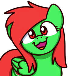 Size: 1000x1000 | Tagged: safe, artist:sugar morning, oc, oc only, oc:watermelon frenzy, pegasus, pony, commission, cute, male, open mouth, smiling, sugar morning's smiling ponies, ych result