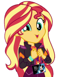 Size: 1558x2048 | Tagged: safe, artist:brerdaniel, edit, edited screencap, screencap, sunset shimmer, equestria girls, equestria girls specials, g4, my little pony equestria girls: better together, my little pony equestria girls: sunset's backstage pass, background removed, badge, d23 expo, d23 expo 2019, disney, mickey mouse, simple background, transparent background