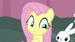 Size: 1920x1080 | Tagged: safe, screencap, angel bunny, fluttershy, pony, a trivial pursuit, g4, cute, shyabetes