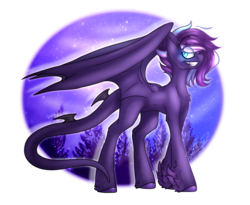 Size: 1308x1070 | Tagged: safe, artist:ggchristian, oc, oc only, oc:night shade, dracony, hybrid, pony, butt wings, female, mare, solo, wings