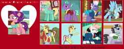 Size: 1280x507 | Tagged: safe, artist:ghostwriter434, firelight, flam, flim, gladmane, jet set, spoiled rich, svengallop, wind rider, zephyr breeze, earth pony, pony, g4, flim flam brothers, meme