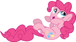 Size: 4570x2532 | Tagged: safe, artist:stellardust, derpibooru exclusive, pinkie pie, earth pony, pony, friendship is magic, g4, female, high res, looking up, mare, on back, simple background, solo, transparent background, vector