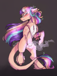 Size: 1668x2224 | Tagged: safe, alternate version, artist:akiiichaos, oc, oc only, oc:ambrosia, earth pony, pony, bipedal, female, leonine tail, magical lesbian spawn, magical threesome spawn, mare, multiple parents, offspring, parent:applejack, parent:starlight glimmer, parent:twilight sparkle, parents:twiglimmerjack, solo