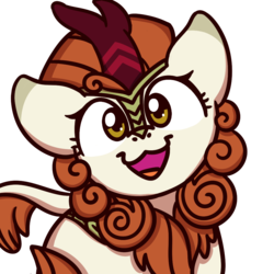 Size: 1000x1000 | Tagged: safe, artist:sugar morning, autumn blaze, kirin, g4, :3, awwtumn blaze, bust, cute, female, looking at you, mare, simple background, smiling, solo, sugar morning's smiling ponies, transparent background