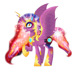 Size: 1700x1511 | Tagged: safe, artist:unoriginai, oc, oc only, oc:princess eliana, alicorn, pony, alicorn oc, ethereal mane, fangs, galaxy mane, jewelry, looking at you, magical lesbian spawn, offspring, parent:daybreaker, parent:nightmare moon, parent:princess celestia, parent:princess luna, parents:nightbreaker, parents:princest, product of incest, regalia, simple background, solo, story included, transparent background, wingding eyes