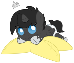 Size: 1014x861 | Tagged: safe, artist:crystal-tranquility, oc, oc only, oc:ebony, alicorn, pony, baby, baby pony, crown, diaper, jewelry, regalia, simple background, solo, transparent background