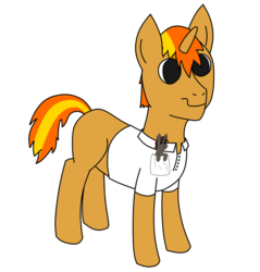 Size: 873x915 | Tagged: safe, artist:james19751, oc, oc:ember stone, oc:radray, pony, clothes, derp, emberay, female, male, micro, oc x oc, shipping, shirt, straight