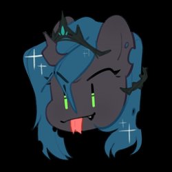 Size: 800x800 | Tagged: safe, artist:snowillusory, queen chrysalis, changeling, changeling queen, g4, :p, bust, chibi, female, solo, tongue out