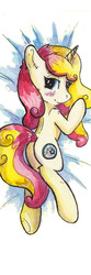 Size: 1531x4592 | Tagged: safe, artist:lightisanasshole, oc, oc:miss libussa, pony, unicorn, bedroom eyes, blue eyes, body pillow, body pillow design, butt, czequestria, dakimakura cover, looking at you, looking back, looking back at you, lying on bed, mascot, plot, prone, simple background, smiling