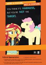 Size: 1643x2314 | Tagged: safe, posey, sunset shimmer, costume conundrum, costume conundrum: applejack, equestria girls, g4, my little pony equestria girls: choose your own ending, clothes, cultural appropriation, female, implied applejack, implied fluttershy, meme, pantomime horse, parody, quadsuit, two-person costume, we're a culture not a costume