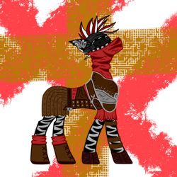 Size: 4000x4000 | Tagged: safe, artist:keshakadens, pony, zebra, abstract background, clothes, solo