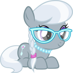 Size: 3500x3523 | Tagged: safe, artist:slb94, silver spoon, earth pony, pony, g4, the last crusade, cute, glasses, high res, ponyloaf, silverbetes, simple background, transparent background, vector