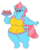 Size: 799x992 | Tagged: safe, artist:beau-skunk, artist:equestianracer, cup cake, earth pony, anthro, unguligrade anthro, g4, apron, cake, chubby, clothes, cupcake, cute, fat, female, food, naked apron, obese, platter, thick cup cake