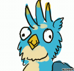 Size: 400x385 | Tagged: safe, artist:horsesplease, gallus, griffon, g4, animated, derp, gallus the rooster, male, meme, simple background, vibrating, white background, x intensifies