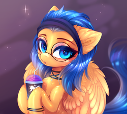 Size: 4444x4001 | Tagged: safe, artist:magnaluna, oc, oc only, oc:abacus, pegasus, pony, absurd resolution, chest fluff, female, glasses, looking at you, mare, pegasus oc, solo, ych result