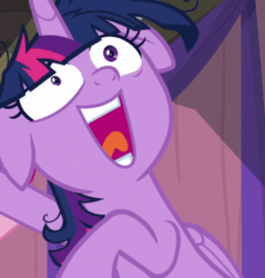 Size: 616x645 | Tagged: safe, screencap, pinkie pie, twilight sparkle, alicorn, earth pony, pony, a trivial pursuit, animated, crazy face, cropped, faic, female, floppy ears, gif, mare, messy mane, open mouth, shrunken pupils, smiling, solo focus, twilight snapple, twilight sparkle (alicorn), twilight sparkle is best facemaker, twilighting, twilynanas, wide eyes