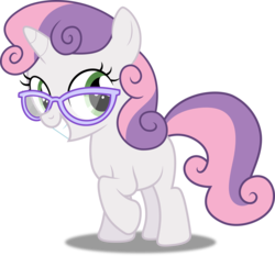 Size: 3214x3000 | Tagged: safe, artist:dashiesparkle, artist:slb94, sweetie belle, pony, unicorn, g4, cute, diasweetes, glasses, high res, raised hoof, simple background, transparent background, vector