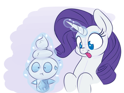 Size: 1200x900 | Tagged: safe, artist:heir-of-rick, rarity, pony, unicorn, vanillite, g4, abstract background, cute, female, mare, pokémon, raribetes, this will not end well, tongue out