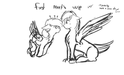 Size: 4000x2445 | Tagged: safe, artist:cottonheart05, oc, oc:cotton heart, hippogriff, pegasus, pony, comic, comic cover, couple, female, hippogriff oc, love, male, pegasus oc, sketch, wip