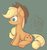 Size: 1718x1828 | Tagged: safe, artist:noupu, applejack, earth pony, pony, g4, applejack's hat, cowboy hat, female, hat, japanese, mare, open mouth, sitting, solo, translation request