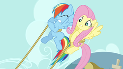 Size: 1920x1080 | Tagged: safe, screencap, fluttershy, rainbow dash, pegasus, pony, g4, mmmystery on the friendship express, female, mare