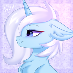 Size: 3000x3000 | Tagged: source needed, safe, artist:pesty_skillengton, oc, oc only, oc:eula phi, pony, unicorn, chest fluff, ear fluff, female, high res, mare, smiling, solo